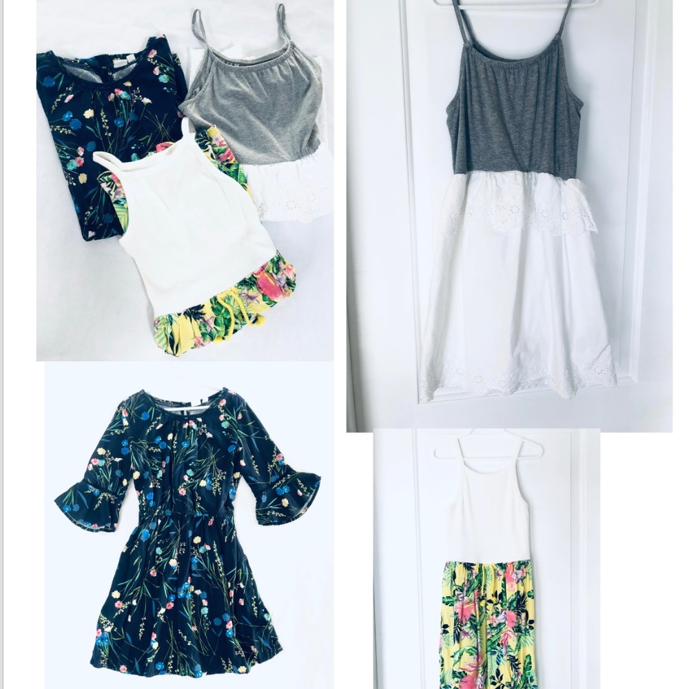 Lot of 3 Gap dresses - tank floral dress, tank eyelet dress bell sleeve floral
